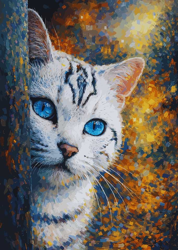Blue-Eyed Cat Portrait