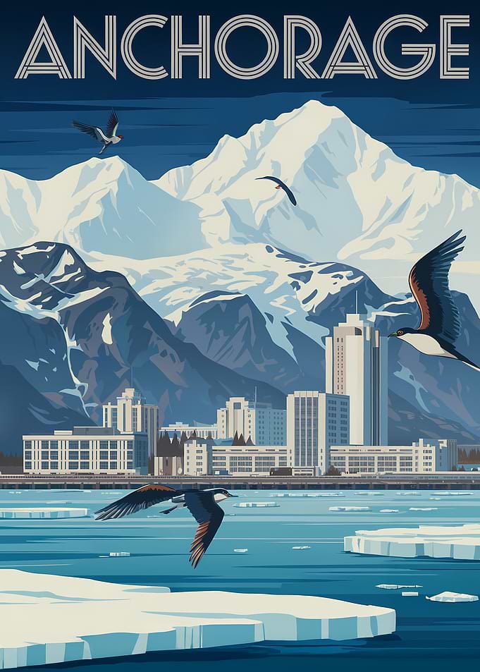 Anchorage Alaska Travel Poster