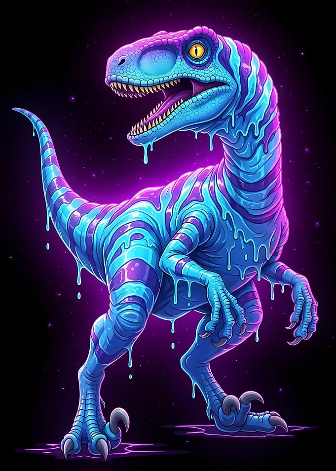 Neon Raptor Dinosaur