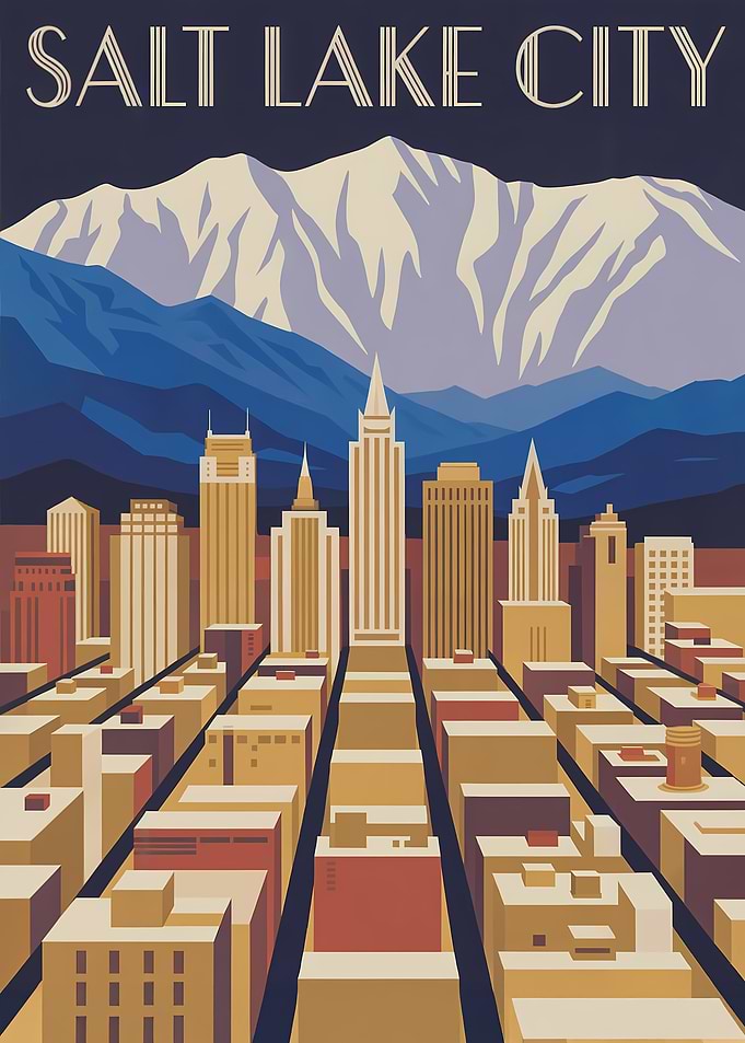 Salt Lake City Art Deco Poster