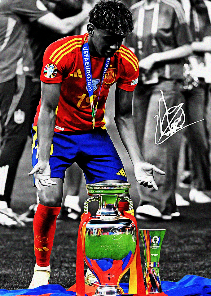 Soccer Player with UEFA Euro Trophy