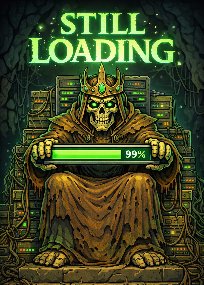 Still Loading Skeleton King on Server Throne