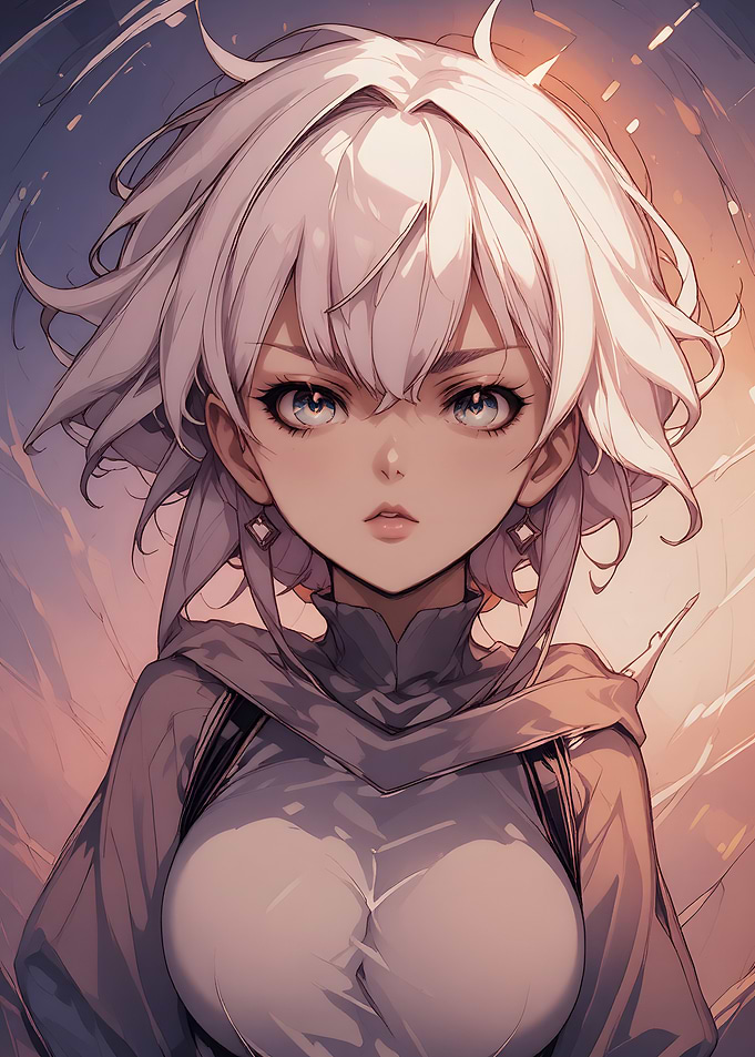 Anime Girl Portrait with White Hair