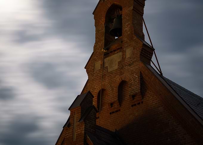 Old Amrum church in a full moon night - German North sea