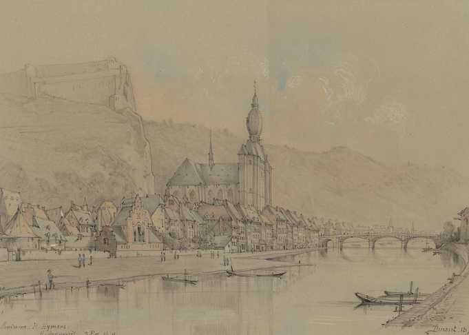 Dinant, Belgium, cityscape drawing