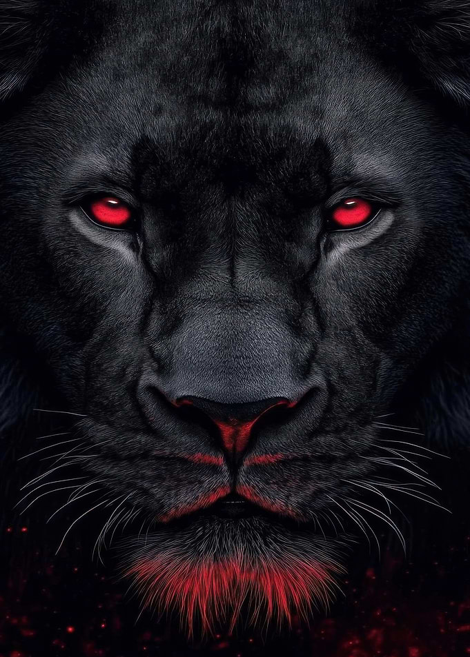 Black Panther with Red Eyes Portrait