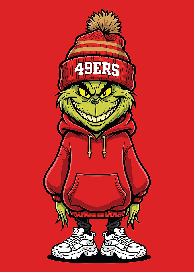 Grinch 49ers Fan Cartoon Illustration