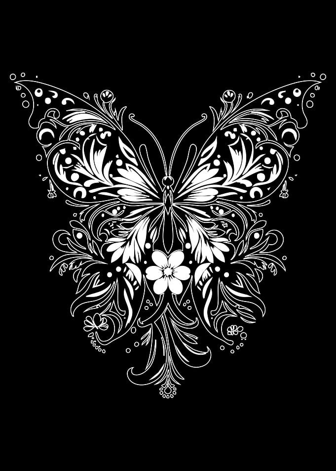 Ornate Butterfly Floral Design