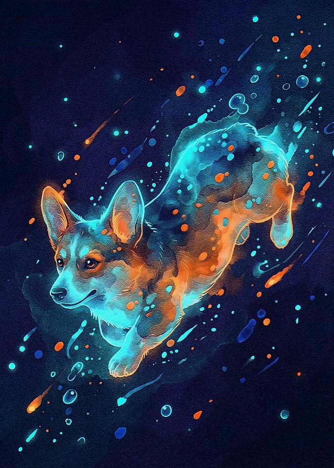 Neon Corgi in Space