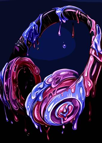 Headphones with dripping paint illustration