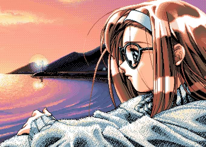 Anime Girl Gazing at Sunset Seascape