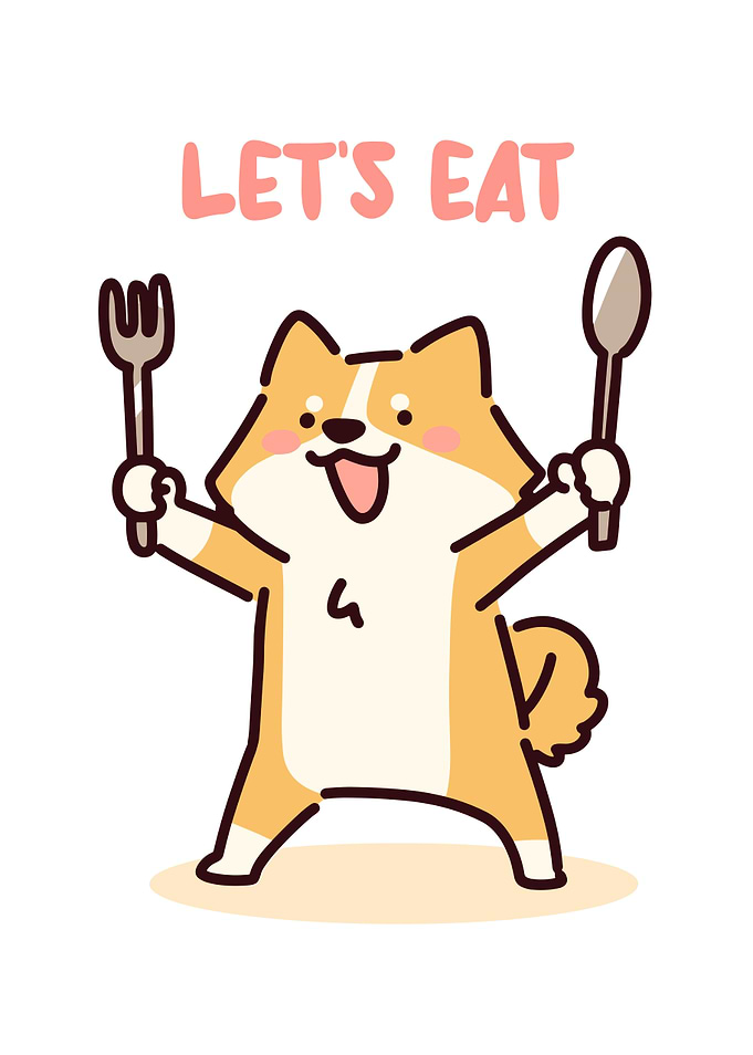 Cartoon Dog Ready to Eat