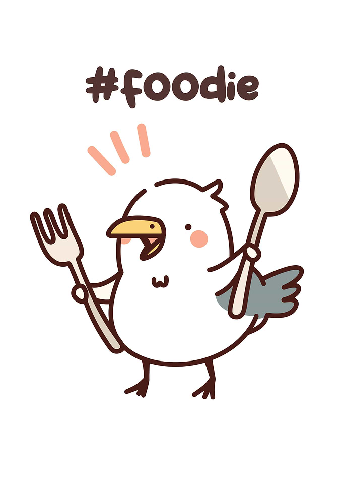 Cute Foodie Bird with Fork and Spoon