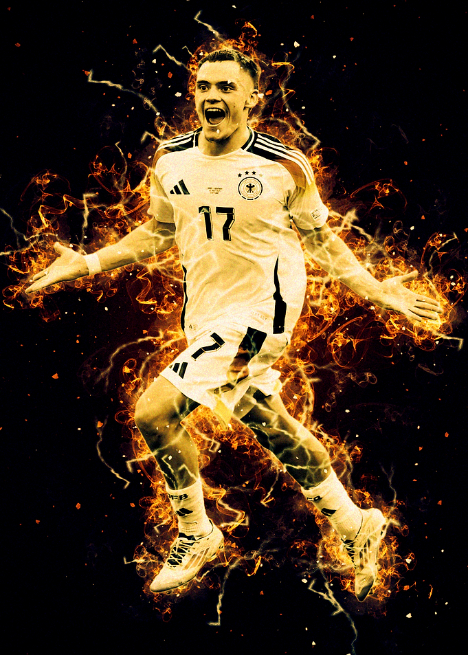 Wirtz Soccer Player Celebration with Fire