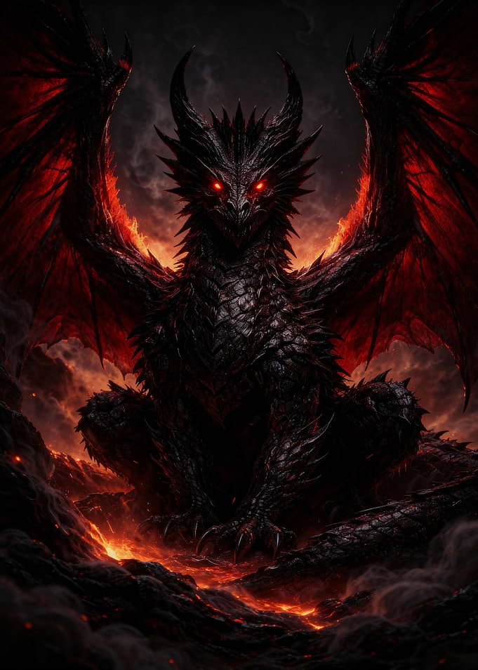 Fiery Dragon with Red Eyes