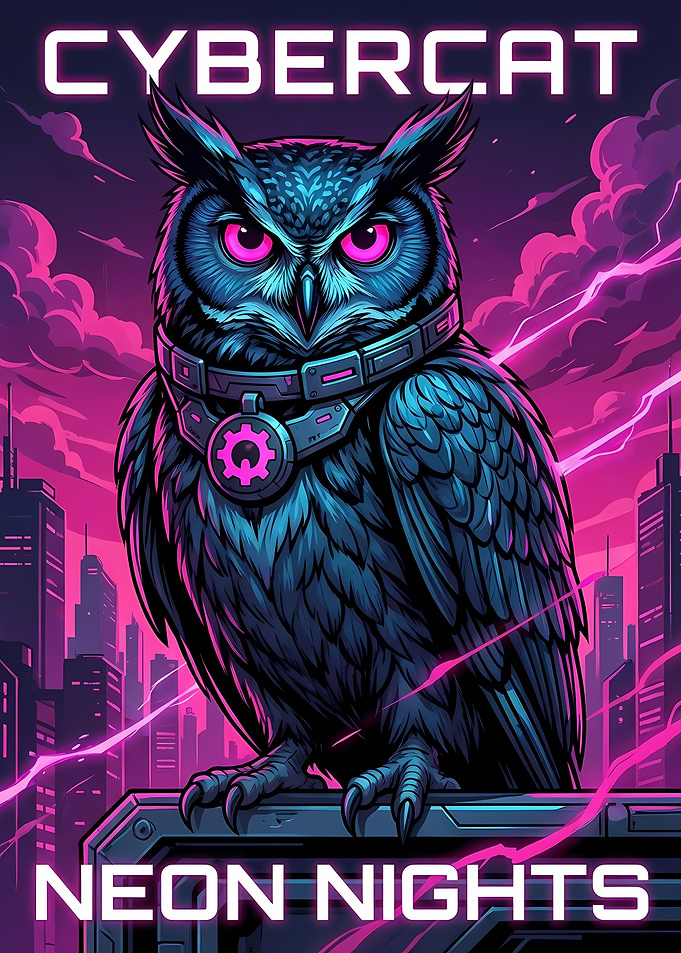 Cybercat Neon Nights Owl