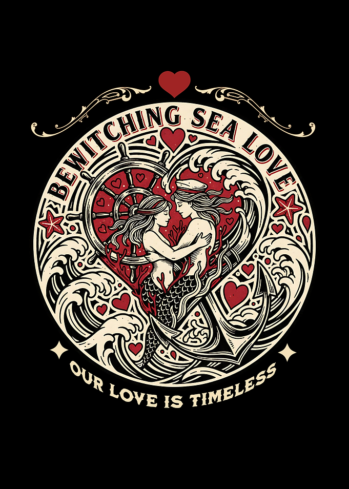 Bewitching Sea Love Mermaids Illustration