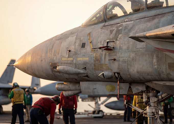 F-14 Tomcat on Aircraft Carrier Deck