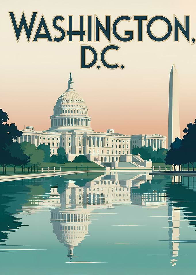 Washington D.C. Landmark Reflection Art