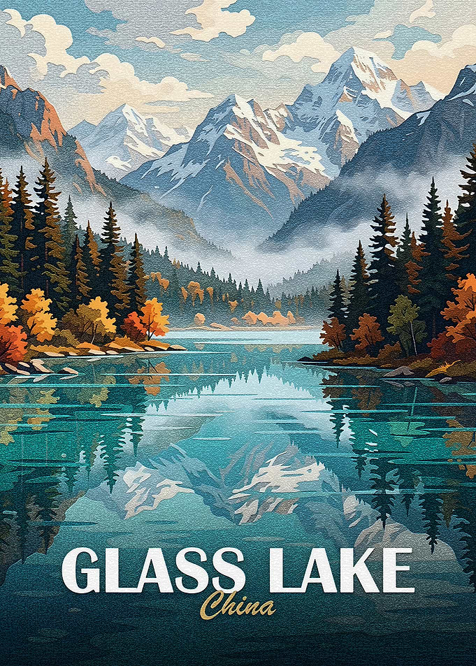 Glass Lake China Landscape Poster