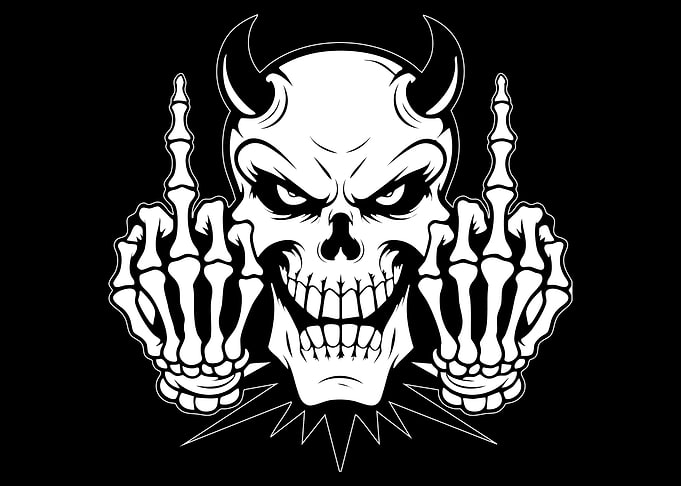 Devil Skull Giving the Finger