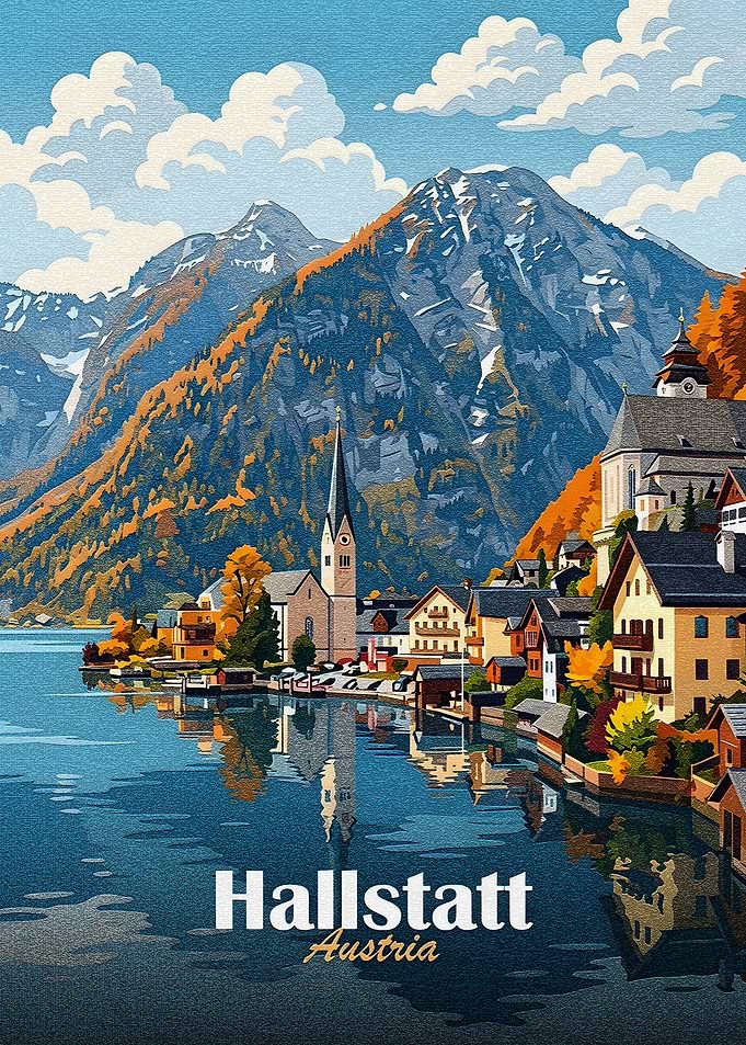 Hallstatt Austria Travel Poster