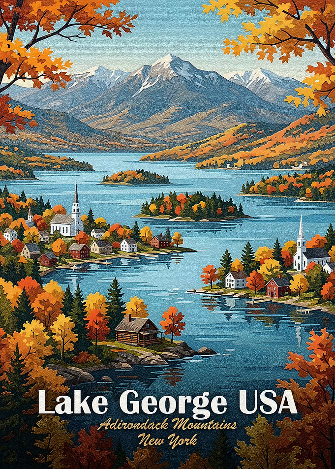 Lake George USA Autumn Landscape