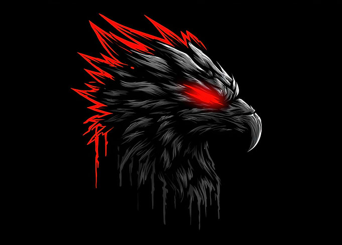 Eagle Head with Red Accents