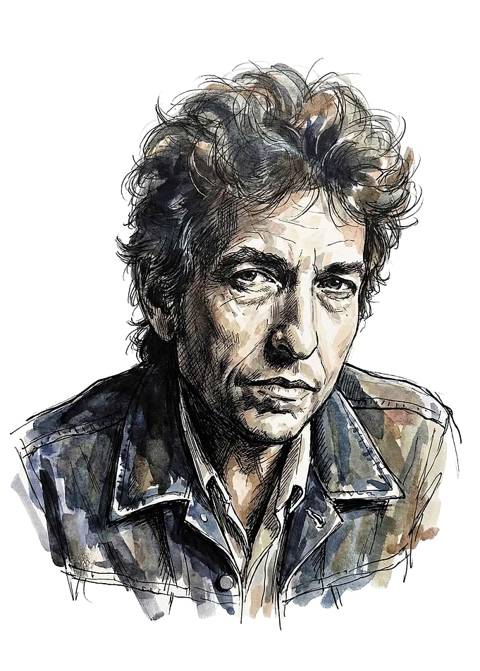 Bob Dylan Watercolor Portrait