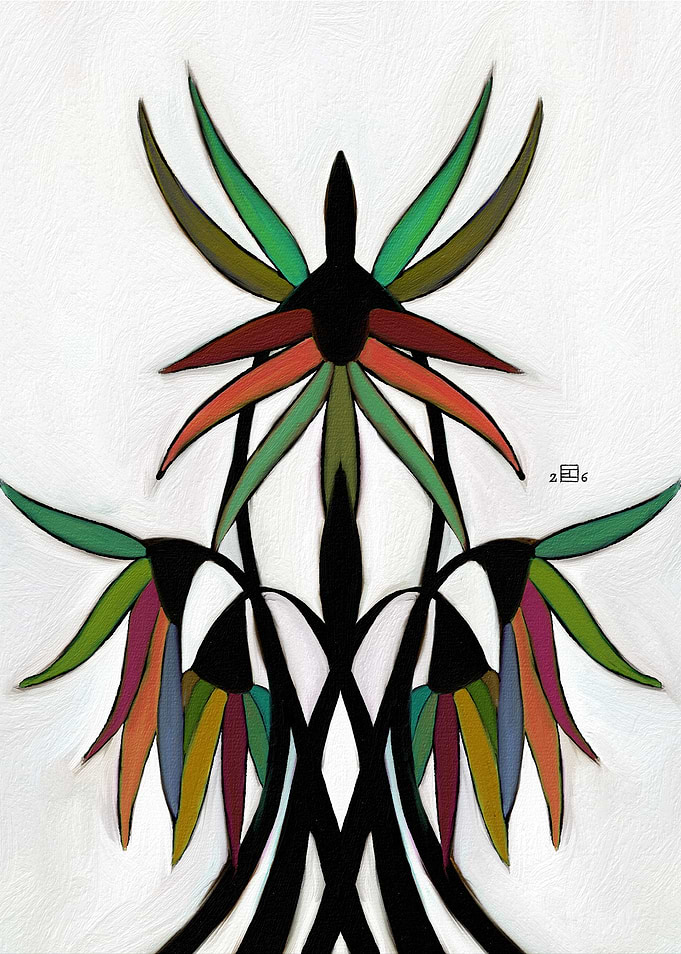 Abstract Floral Design on White