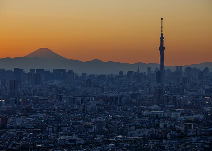 Tokyo Skyline with Skytree and Mount Fuji