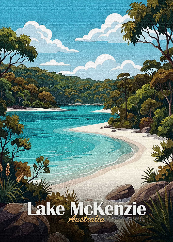 Lake McKenzie, Australia Travel Poster