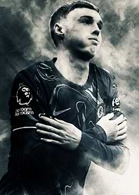 Cole Palmer Portrait in Chelsea Jersey