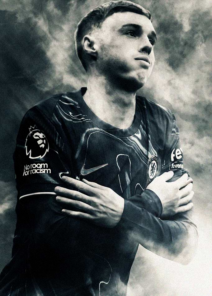 Cole Palmer Portrait in Chelsea Jersey