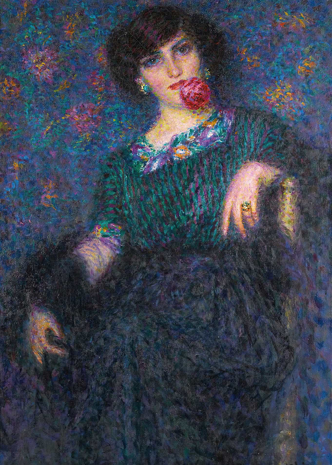 Portrait of a Woman with Rose