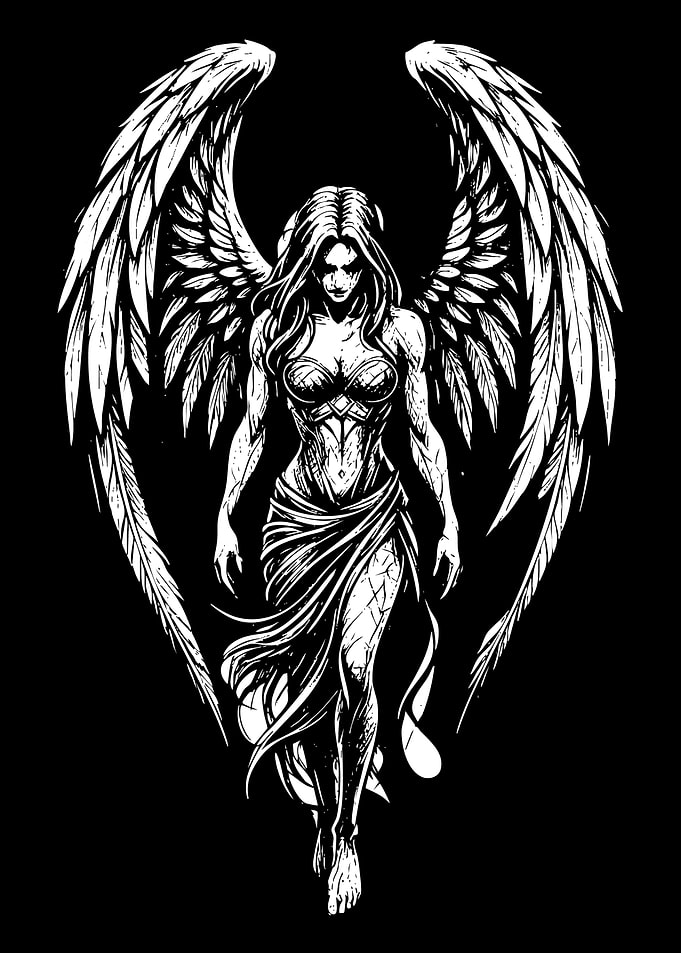 Dark Angel Woman with Wings