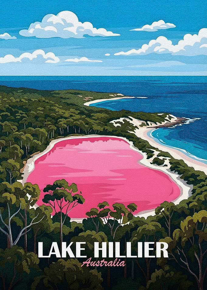 Lake Hillier Australia Travel Poster