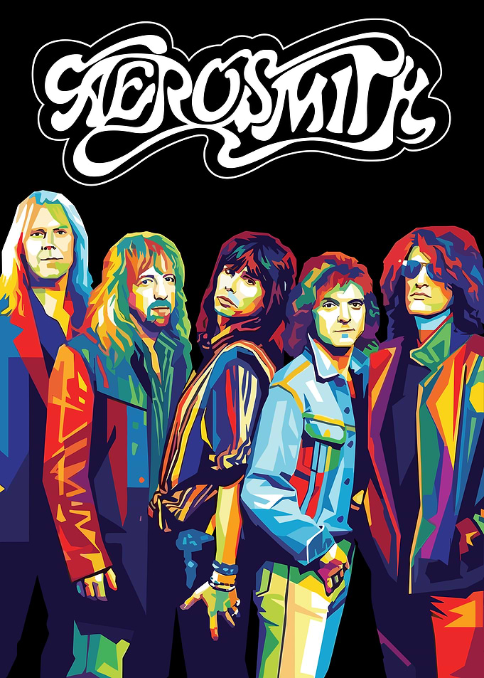 Aerosmith Band Colorful Pop Art Portrait
