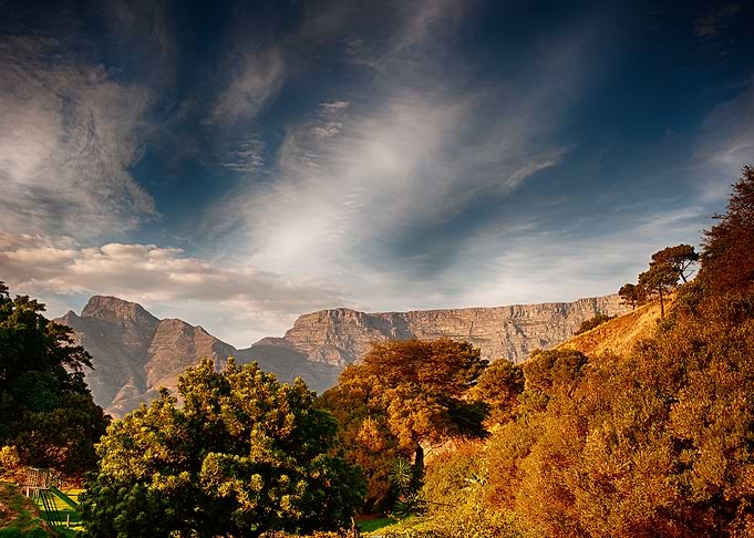 Table Mountain Under Wide Cloudy Skies — Cape Town