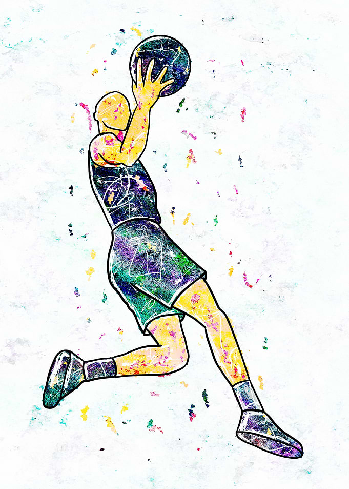 Basketball Player Watercolor Art