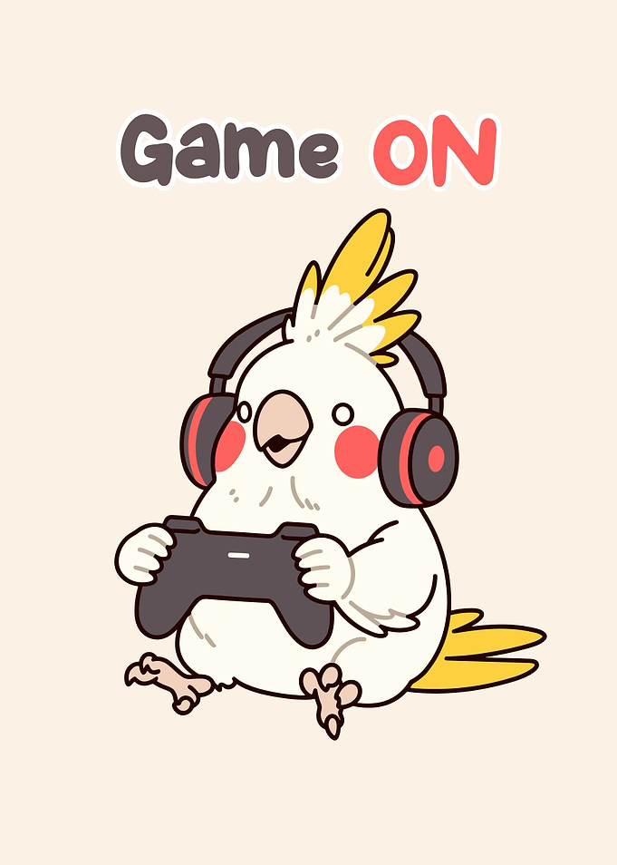 Gaming Cockatiel Cartoon