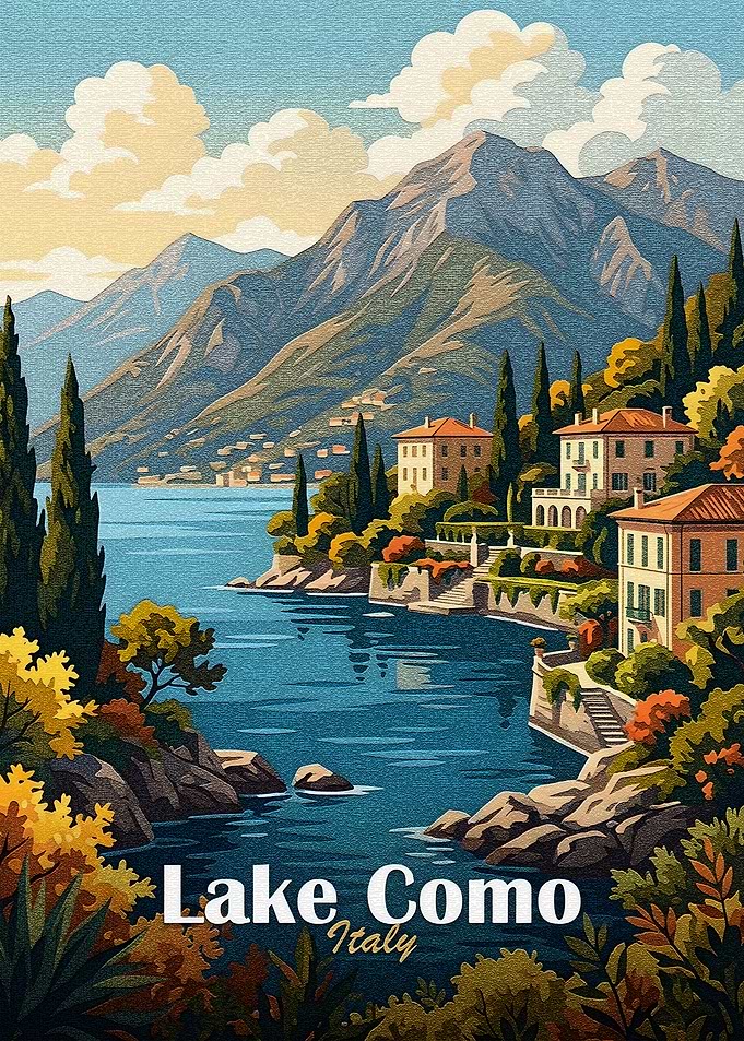 Lake Como Italy Travel Poster