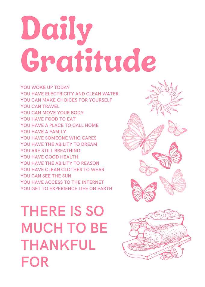 Daily Gratitude Pink and White Poster