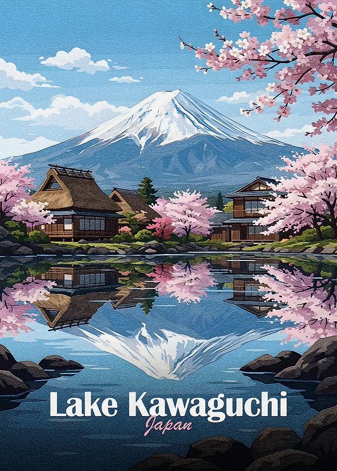 Lake Kawaguchi Japan Landscape Art