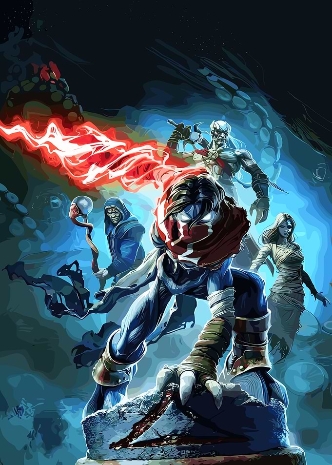Fantasy Characters in Dark Environment