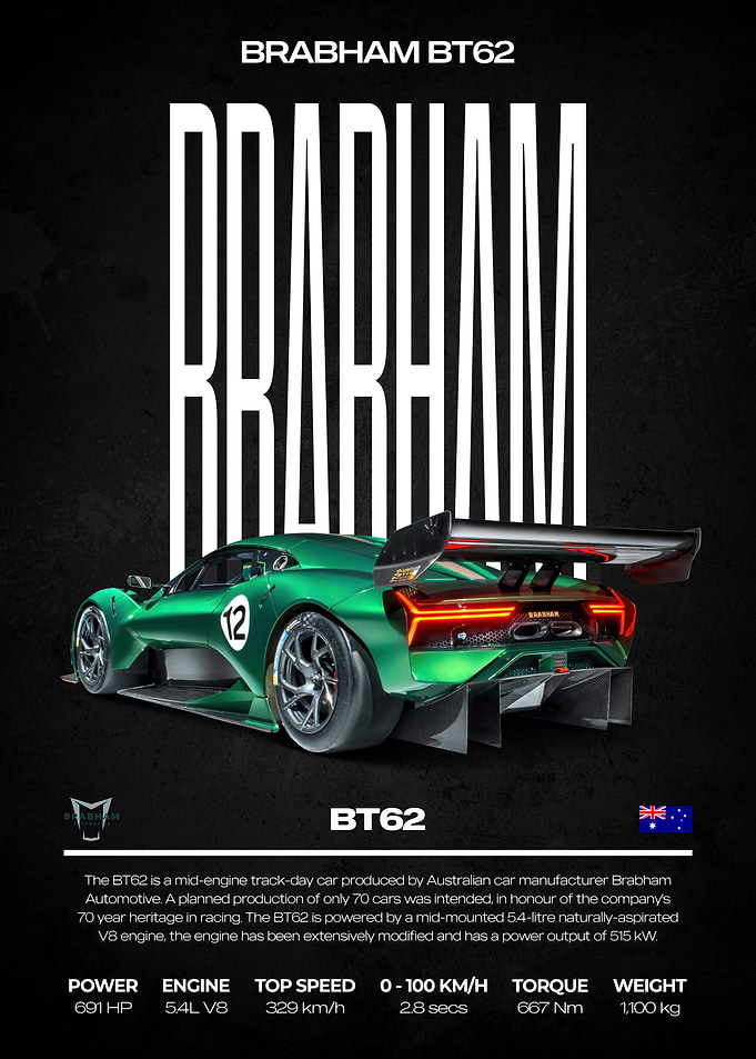 Brabham BT62 Green Sports Car