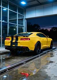 Yellow Chevrolet Camaro ZL1 Car Wash