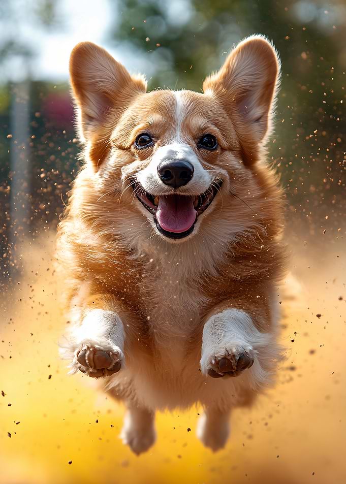 Happy Corgi Mid-Air