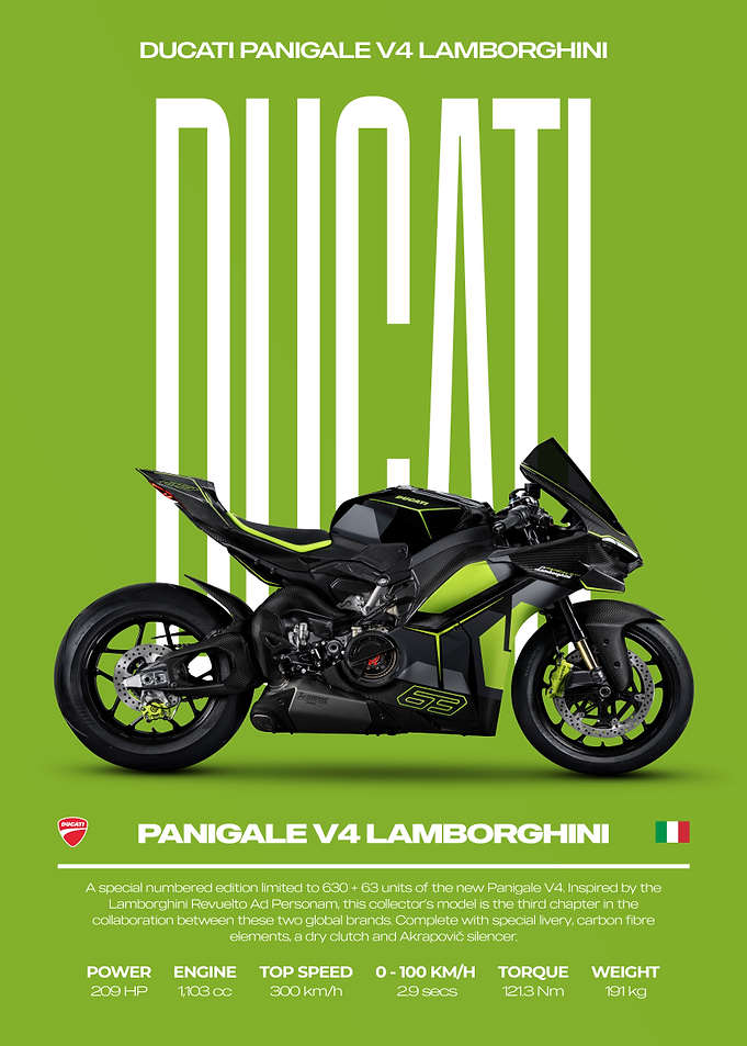 Ducati Panigale V4 Lamborghini Motorcycle Poster