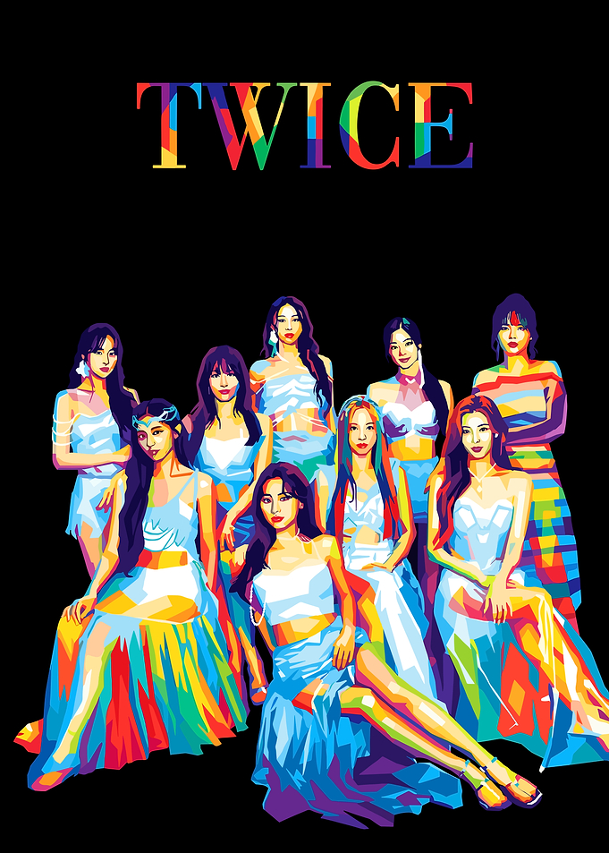 TWICE K-Pop Group Colorful Portrait